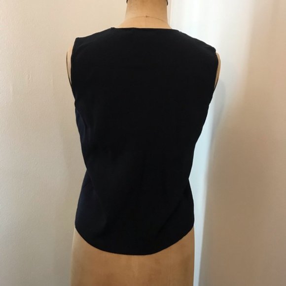 Vintage Liz Claiborne Sleeveless Navy Top Shirt - Picture 4 of 8